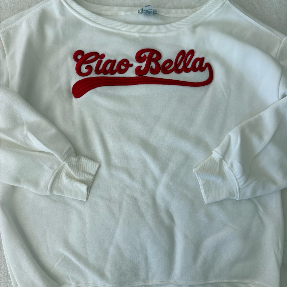 Better Together Women’s Ciao Bella White Sweatshirt Size Large E36